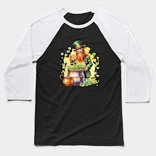 Watercolor Leprechaun Baseball T-Shirt